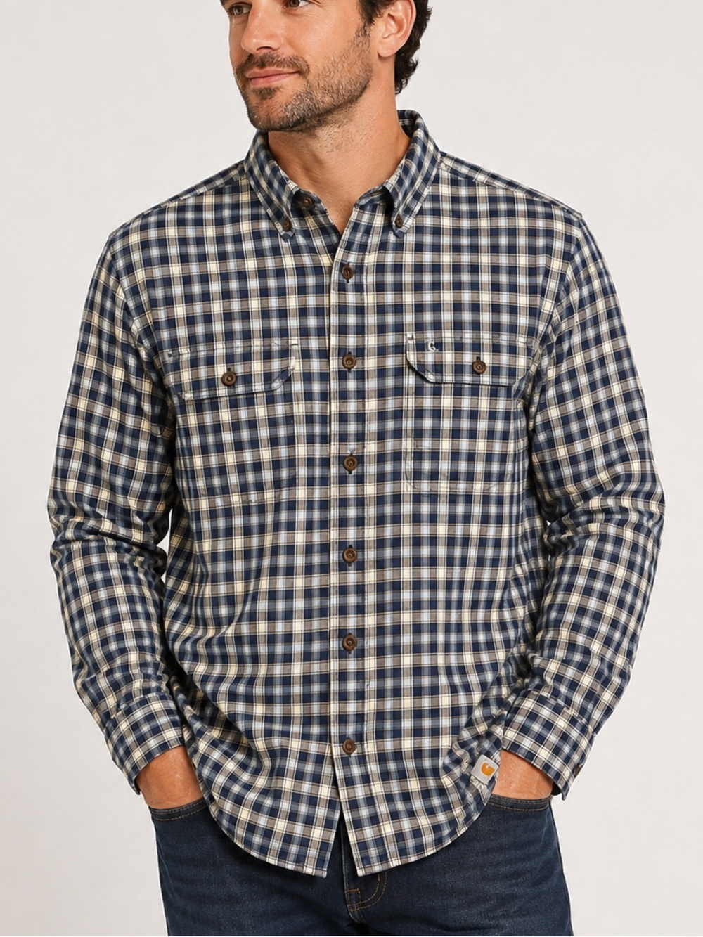 Carhartt Men’s Medium Relaxed Fit Plaid Long Sleeve Shirt